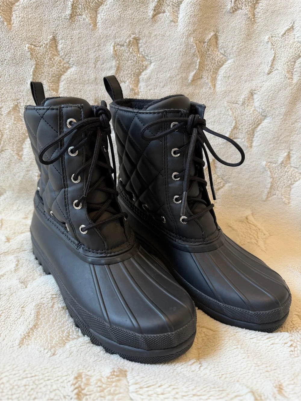 EUC Sperry Gosling Black Quilted Waterproof Duck Winter Boots
